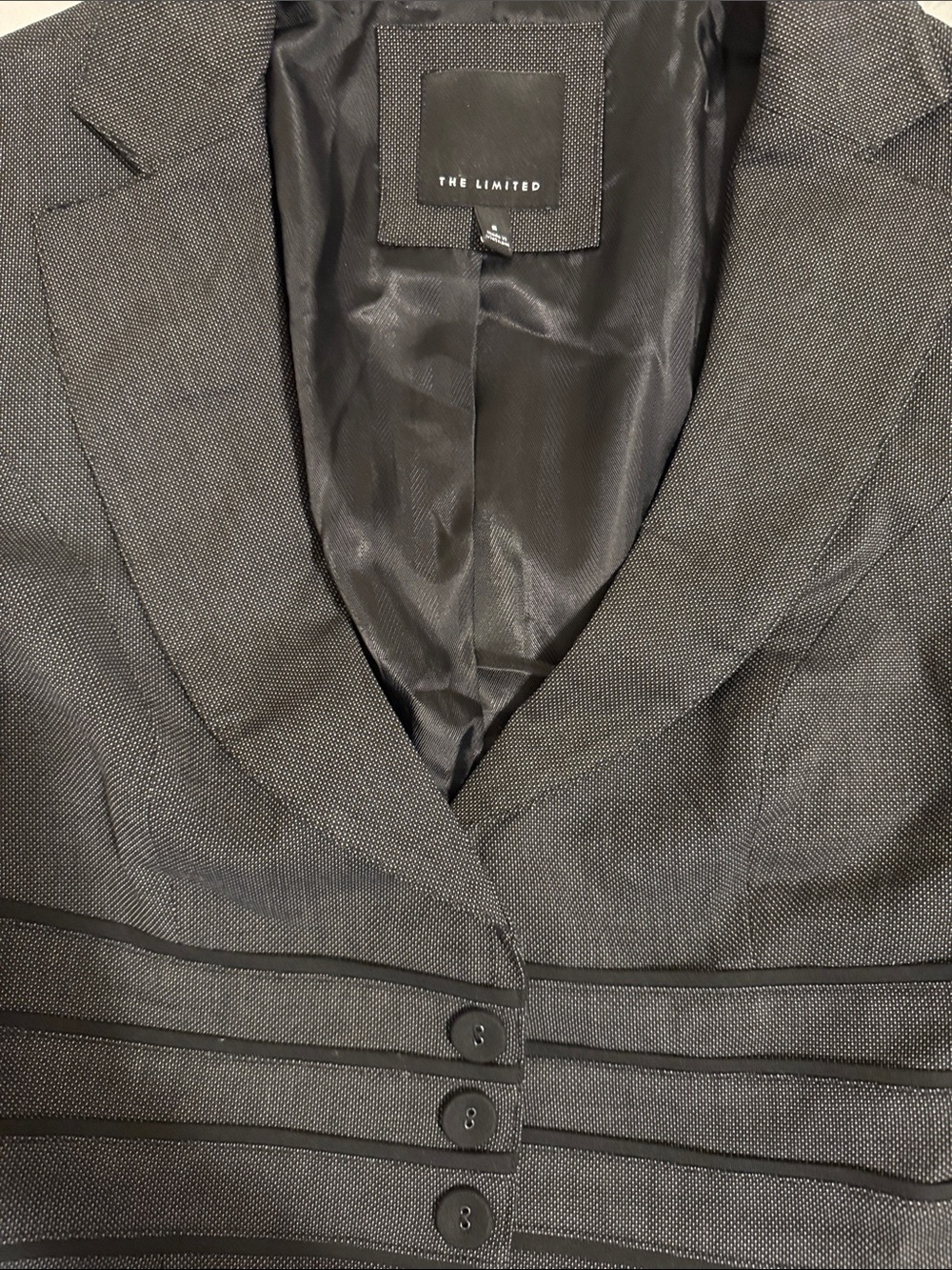 The Limited Women's Black Textured Pinstripe Blazer